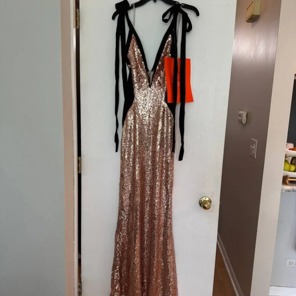 Milla, itsmilla bizzare fully sequined tie-straps gold maxi dress, Smoky Quartz - Picture 9 of 12